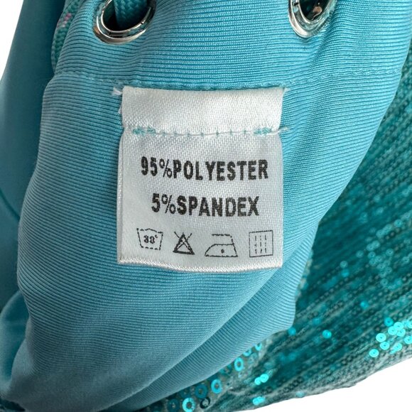 Shane Justin 20 Teal Sequin Bodycon Lace-Up Dress S Polyester/Spandex - Picture 7 of 12